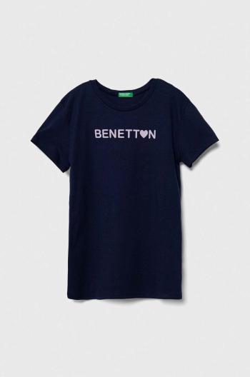 Dětské bavlněné tričko United Colors of Benetton tmavomodrá barva