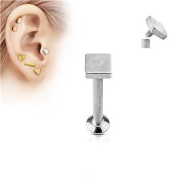 Šperky4U Piercing do brady - labreta 1,2 x 6 mm, čtverec - LB1028ST-1206