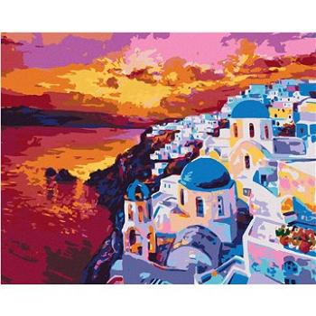 Diamondi - Diamantové malování - ZÁPAD SLUNCE NA SANTORINI, 40x50 cm, Vypnuté plátno na rám (606636B)