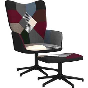 Relaxační křeslo se stoličkou patchwork textil , 328200 (328200)
