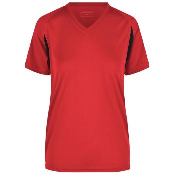 James & Nicholson Dámské sportovní tričko s krátkým rukávem JN316 - Červená / černá | XXL
