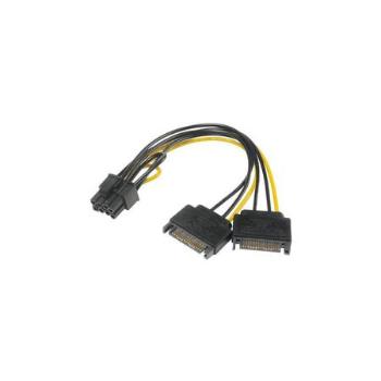 AKASA Adaptér napájecí na 6+2pin PCIe (2xSATA male power to a 6+2pin PCIe female connector)