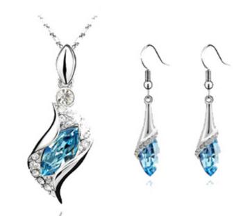 Ziskoun set náušnic a řetízku s přívěskem Water drop silver CS00003 Barva: Tyrkysová