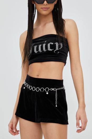 Kraťasy Juicy Couture dámské, černá barva, s aplikací, high waist