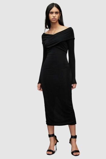 Šaty AllSaints černá barva, midi