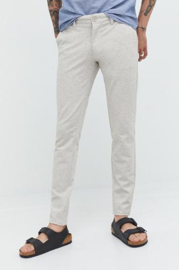 Kalhoty Only & Sons pánské, šedá barva, jednoduché