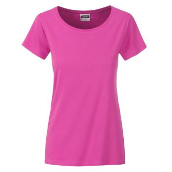 James & Nicholson Klasické dámské tričko z biobavlny 8007 - Růžová | M