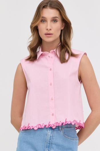 Košile Pinko dámská, růžová barva, regular, s klasickým límcem
