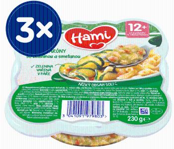 Hami Mini-makaróny se zeleninou a smetanou 12+, 3 x 230 g