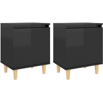 Noční stolky dřevěné nohy 2 ks černé lesklé 40 × 30 × 50 cm (805830)