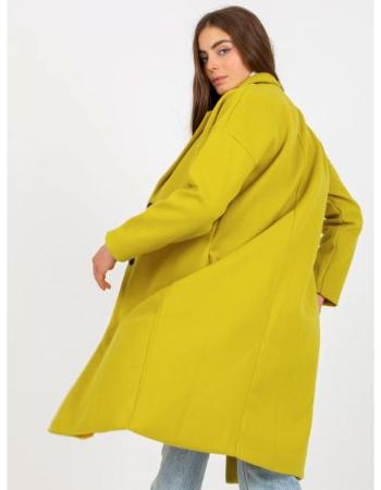 Dámský kabát jednořadý s kapsami OCH BELLA olivový