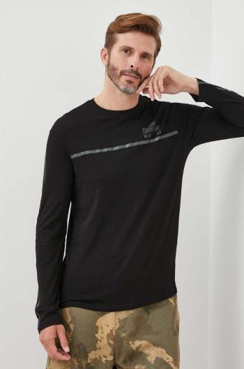 Bavlněné tričko s dlouhým rukávem Armani Exchange černá barva, s potiskem