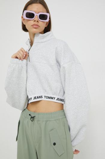 mikina Tommy Jeans dámská, šedá barva, melanžová