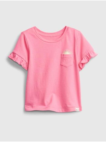 Růžové holčičí dětské tričko ruffle ss ptf pocket t