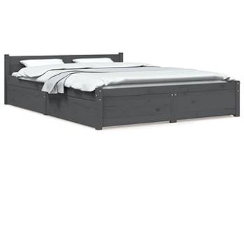 Rám postele se zásuvkami šedý 150 × 200 cm King Size, 3103566 (3103566)