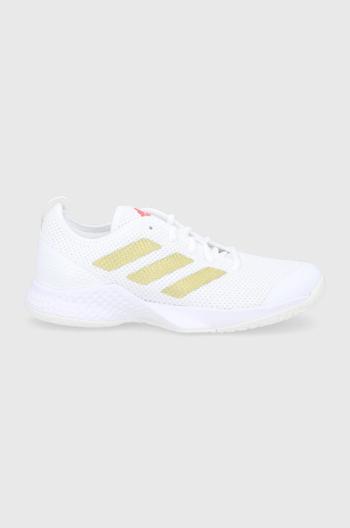 Boty adidas Performance H00942 bílá barva, na plochém podpatku