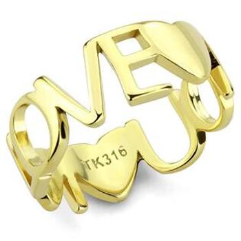 Šperky4U Zlacený ocelový prsten LOVE - velikost 60 - AL-0083-60