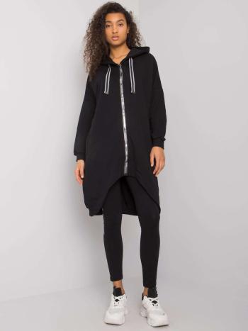 DLOUHÁ ČERNÁ OVERSIZE MIKINA JASSALINA NA ZIP RV-BL-7242.13P-BLACK Velikost: S/M