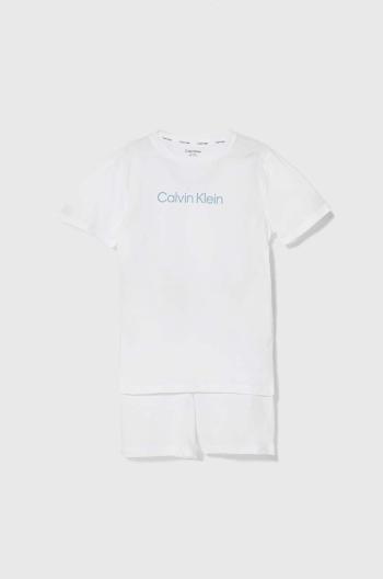 Dětské bavlněné pyžamo Calvin Klein Underwear bílá barva, s potiskem