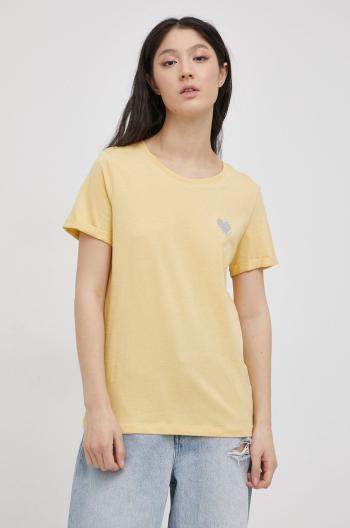 Bavlněné tričko Only žlutá barva