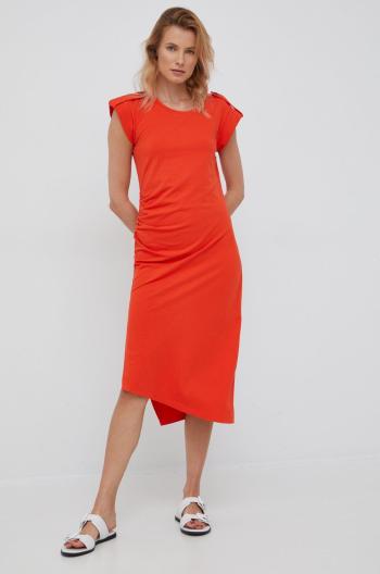 Šaty Lauren Ralph Lauren oranžová barva, midi