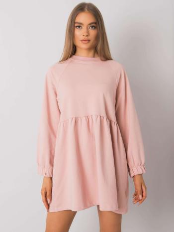 SVĚTLE RŮŽOVÉ MINI MIKINOVÉ ŠATY S DLOUHÝMI RUKÁVY RV-SK-7247.15P-PINK Velikost: L/XL