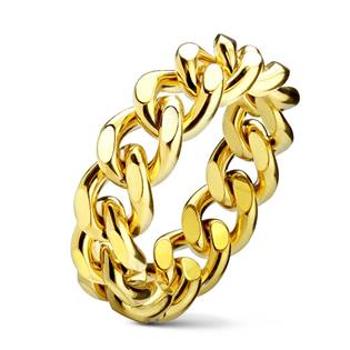 Šperky4U Zlacený ocelový prsten - řetěz - velikost 70 - OPR1710-70