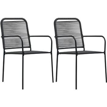 Zahradní židle 2 ks bavlněné provázky a ocel černé 48568 (48568)