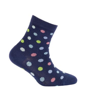 Dívčí ponožky WOLA PUNTÍKY tmavě modré Velikost: 36-38