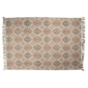 Béžový bavlněný koberec ve vintage stylu s ornamenty - 140*200 cm KT080.037L