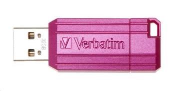 USB flash disk "PinStripe", jasně růžová, 32GB, USB 2.0, 10/4MB/sec, VERBATIM, 49056