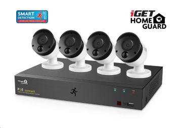 iGET HOMEGUARD HGNVK85304 Kamerový PoE systém se SMART detekcí pohybu, 8-kanálový FullHD NVR + 4x FullHD venkovní kamera