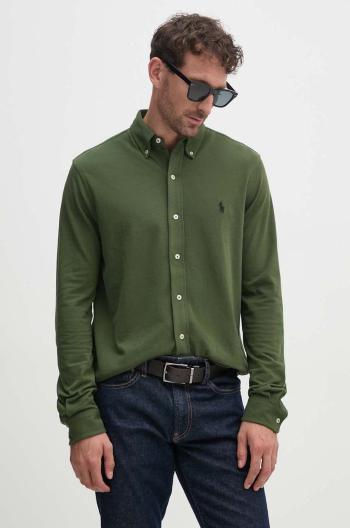 Bavlněná košile Polo Ralph Lauren zelená barva, regular, s límečkem button-down