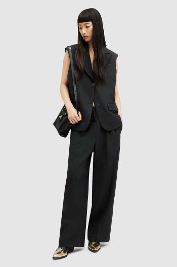 Kalhoty AllSaints SAMMEY TROUSER dámské, černá barva, široké, medium waist, WT524Z