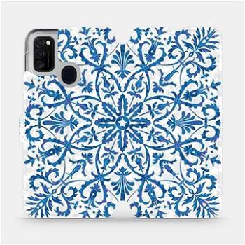 Flipové pouzdro na mobil Samsung Galaxy M21 - ME01P Modré květinové vzorce (5903516245239)