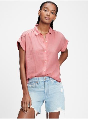 Červená dámská košile short sleeve drapey shirt GAP