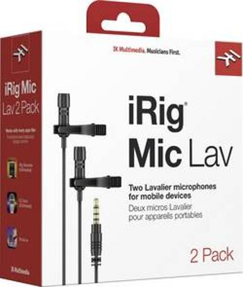 Kabelový ruční mikrofon IK Multimedia iRig Mic Lav 2 , vč. svorky, vč. tašky, vč. ochrany proti větru