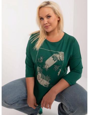 Dámská halenka plus size z bavlny tmavě zelená 