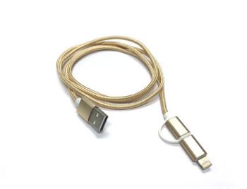 Crono kabel propojovací USB 2.0/ micro USB + Lightning, 1m, zlatý