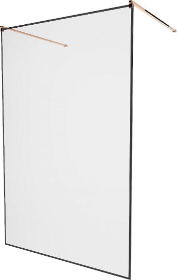 MEXEN/S KIOTO samostatně stojící sprchová zástěna 130 x 200 cm, transparent/černá vzor 8 mm, růžové zlato 800-130-002-60-70