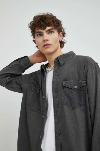 džínová košile Levi's pánská, šedá barva, relaxed, s klasickým límcem
