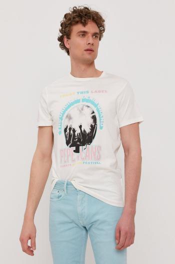 Tričko Pepe Jeans Matt pánské, bílá barva, s potiskem