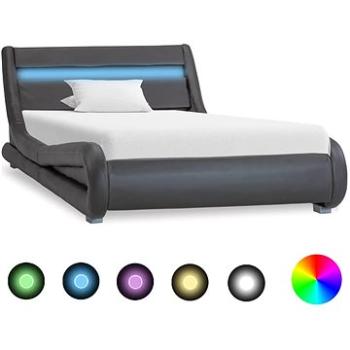 Rám postele s LED šedý umělá kůže 90x200 cm (285738)