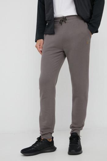 Bavlněné kalhoty Guess pánské, šedá barva, hladké