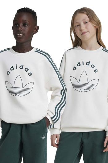 Dětská mikina adidas Originals CREW bílá barva, s potiskem, JE0513