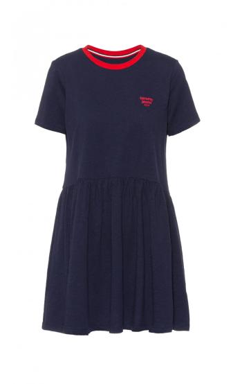 Tommy Hilfiger Tommy Jeans dámské tmavě modré šaty CONTRAST BINDING TEE DRESS