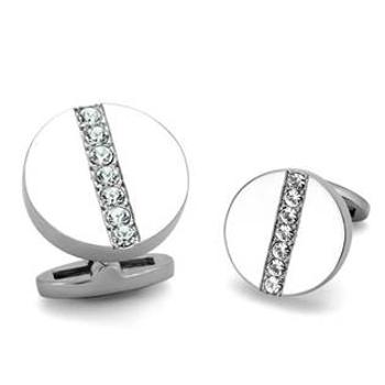 Šperky4U Ocelové manžetové knoflíčky se zirkony - MK1031