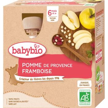 Babybio BIO jablko a malina ovocný příkrm 4x90 g