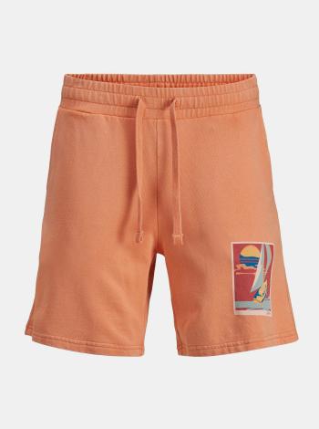 Oranžové teplákové kraťasy s potiskem Jack & Jones Tropicana