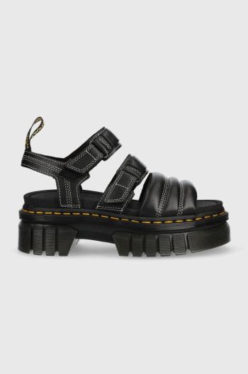 Kožené sandály Dr. Martens Ricki 3-strap dámské, černá barva, na platformě